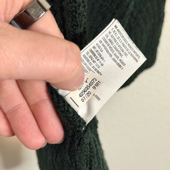 American Eagle Dark Green Open Front Cardigan Size Medium - Picture 7 of 9
